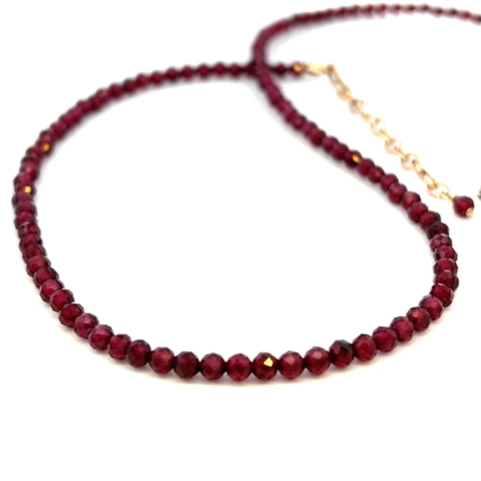 Berry Red Garnet Necklace AAA 14k GF Gold