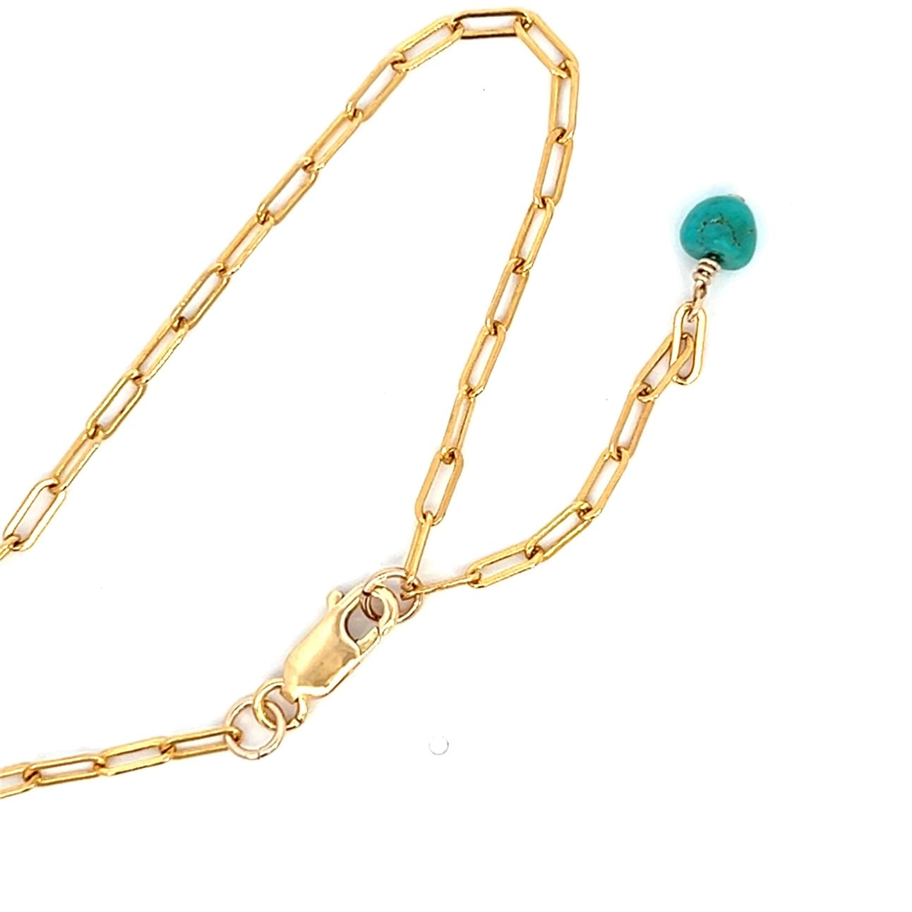 Arizona Blue Turquoise Necklace on Paperclip 14k GF Gold
