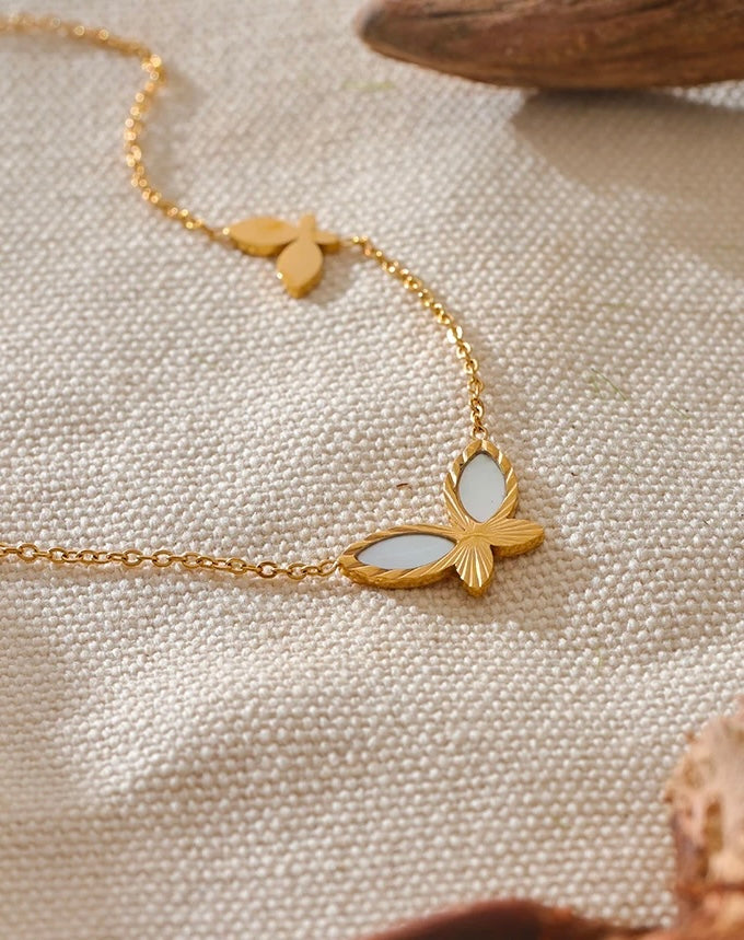 Dainty Mother of Pearl Butterfly Necklace
