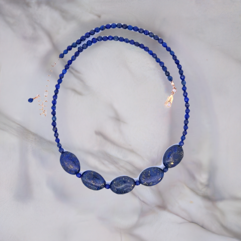 AAA Blue Lapis Lazuli Necklace 14k GF Necklace Gold