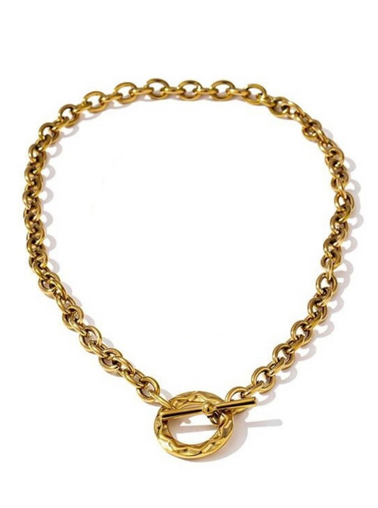 Gold Toggle Choker Necklace and Bracelet Set