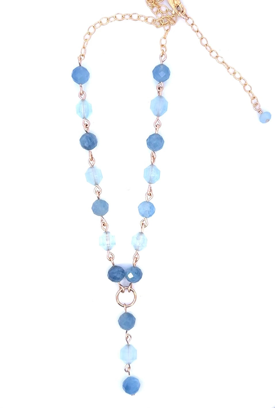 Aquamarine Choker Necklace 14k GF Gold