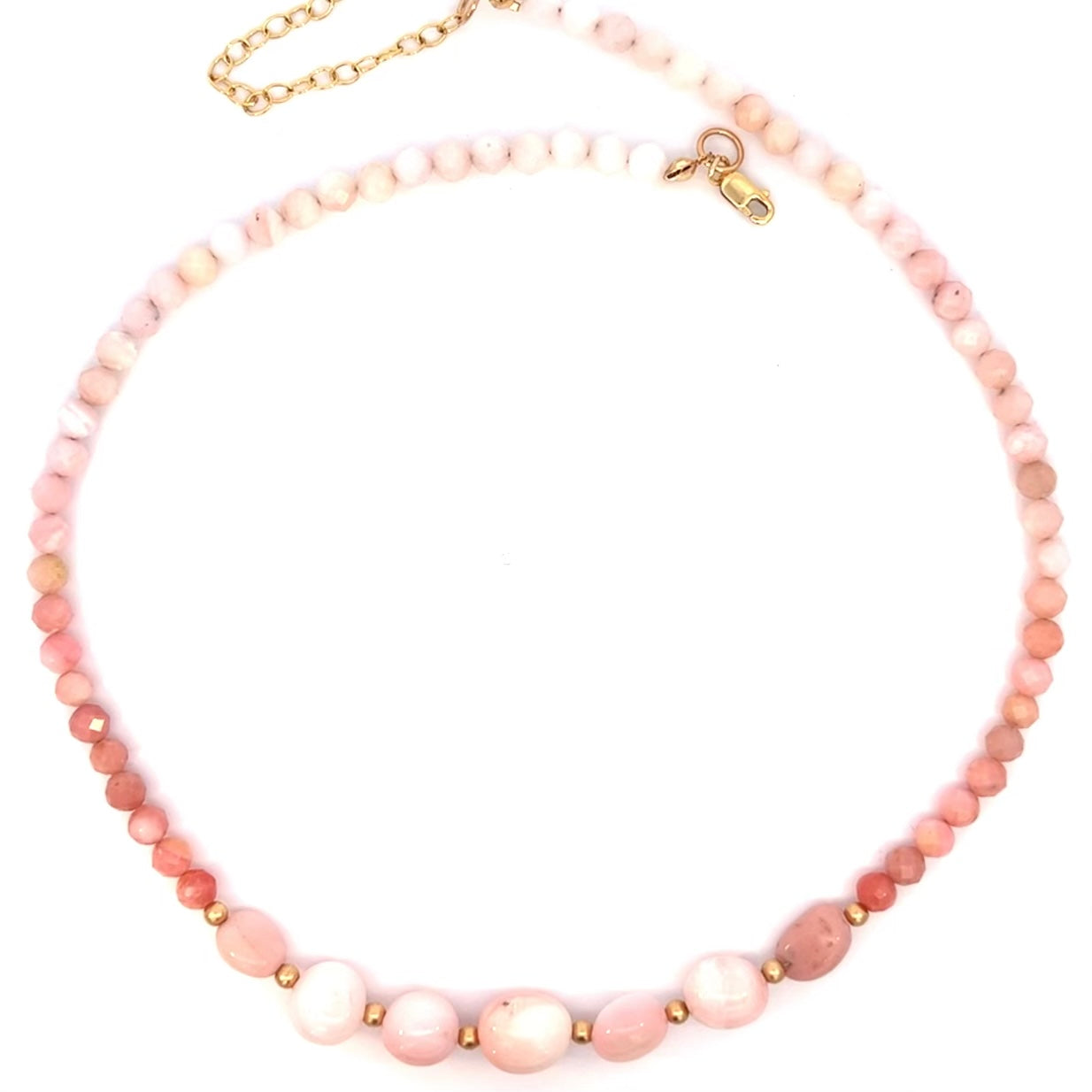 Peruvian Pink Opal Nugget and Bead Necklace 14k GF