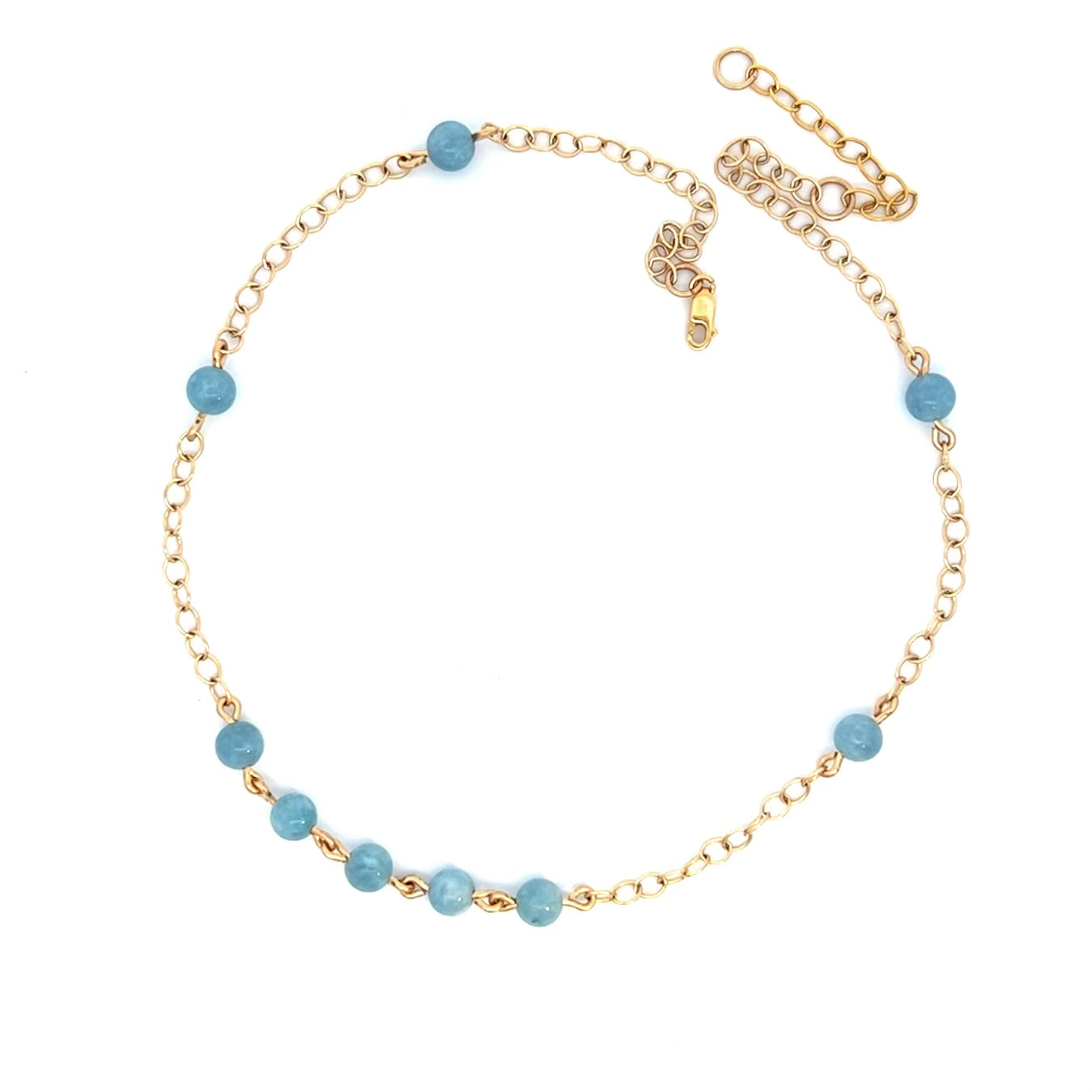 Sky Blue Aquamarine Choker Necklace 14k GF
