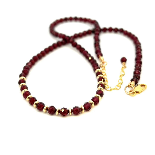 Berry Red Garnet Necklace  AAA 14k GF Gold