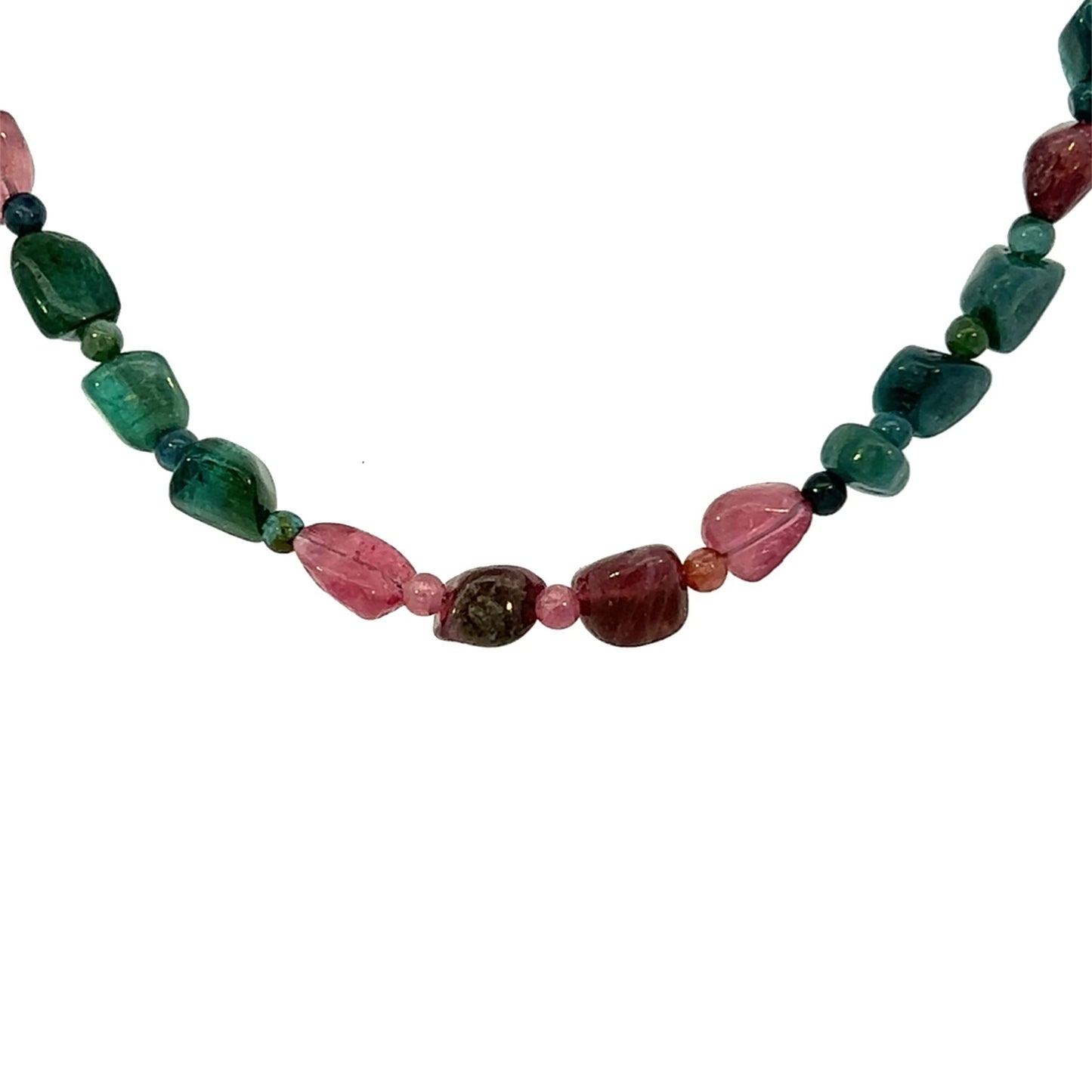 Pink and Blue Green Tourmaline Necklace 14k GF Gold