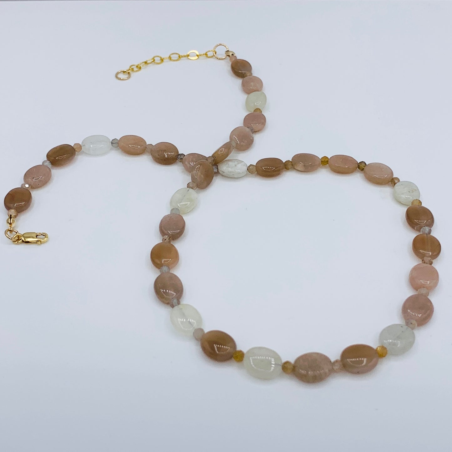 Mixed Moonstone Necklace 14k GF Gold