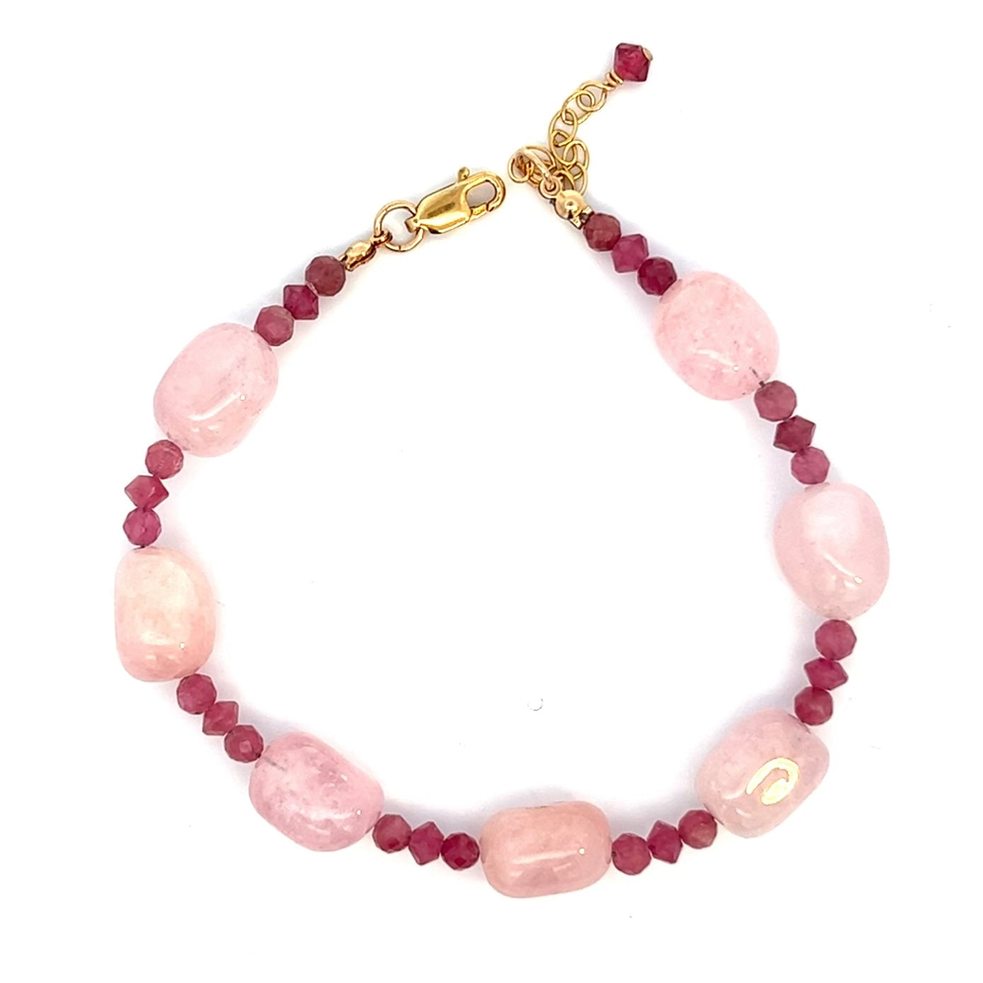 Pink Morganite And Tourmaline Bracelet 14k GF