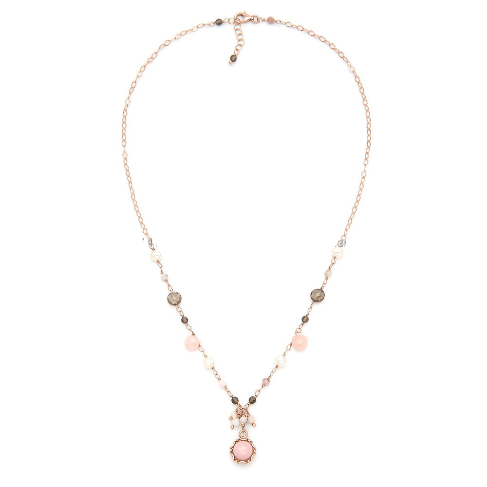 Italian pink opal necklace