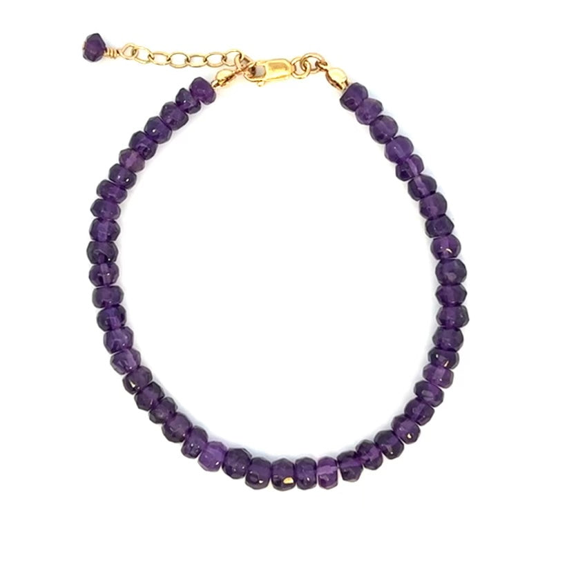 African Amethyst Bracelet February Birthstone 14k GF Gold