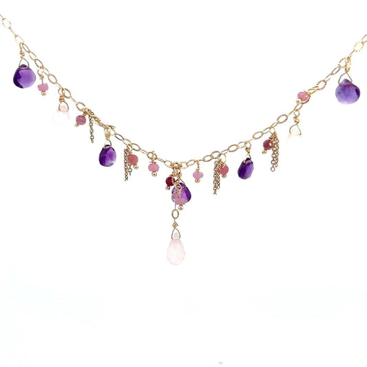 Italian Amethyst with Sapphires and Quartz Choker Necklace
