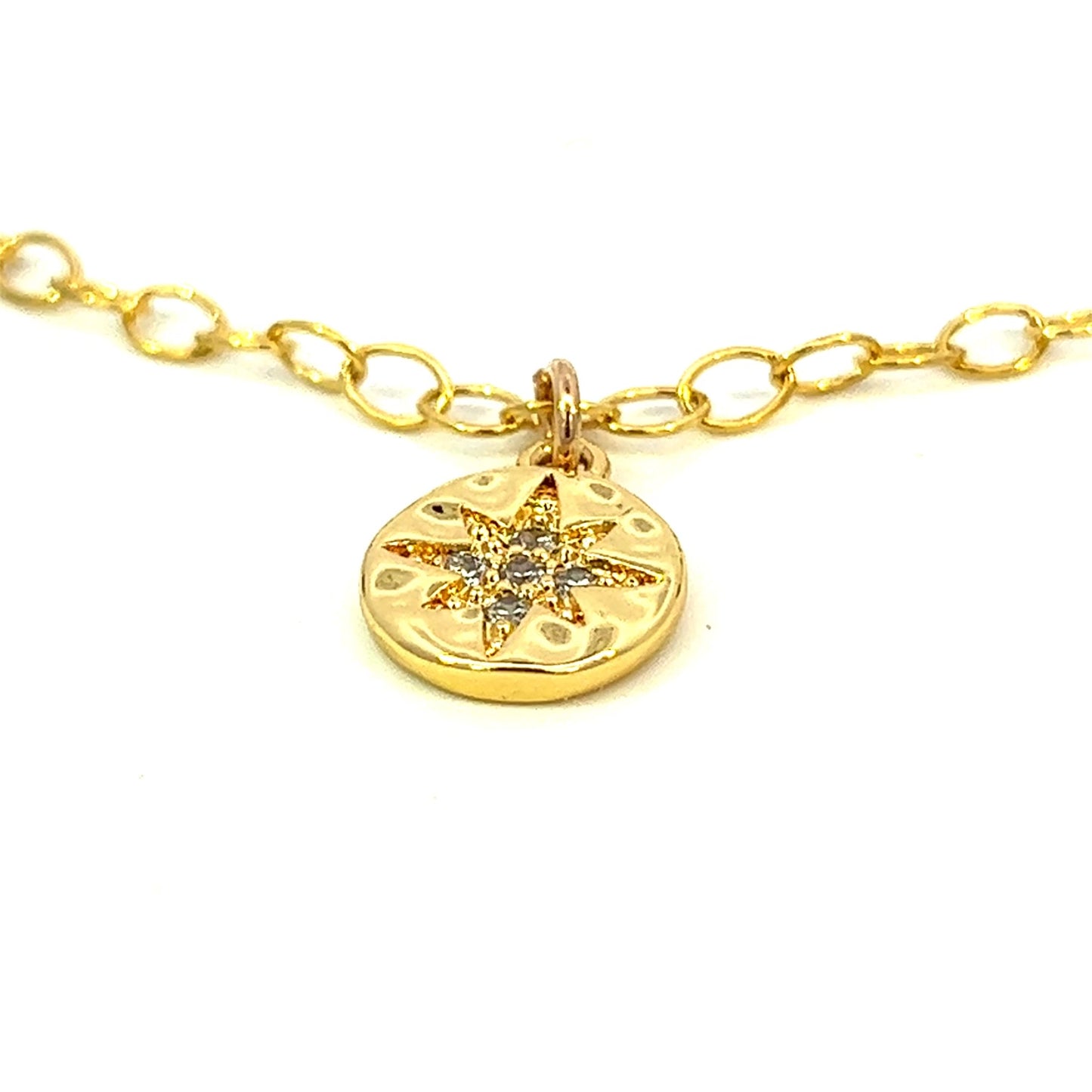 Black Spinel Bracelet with North Star Charm 14k GF Gold