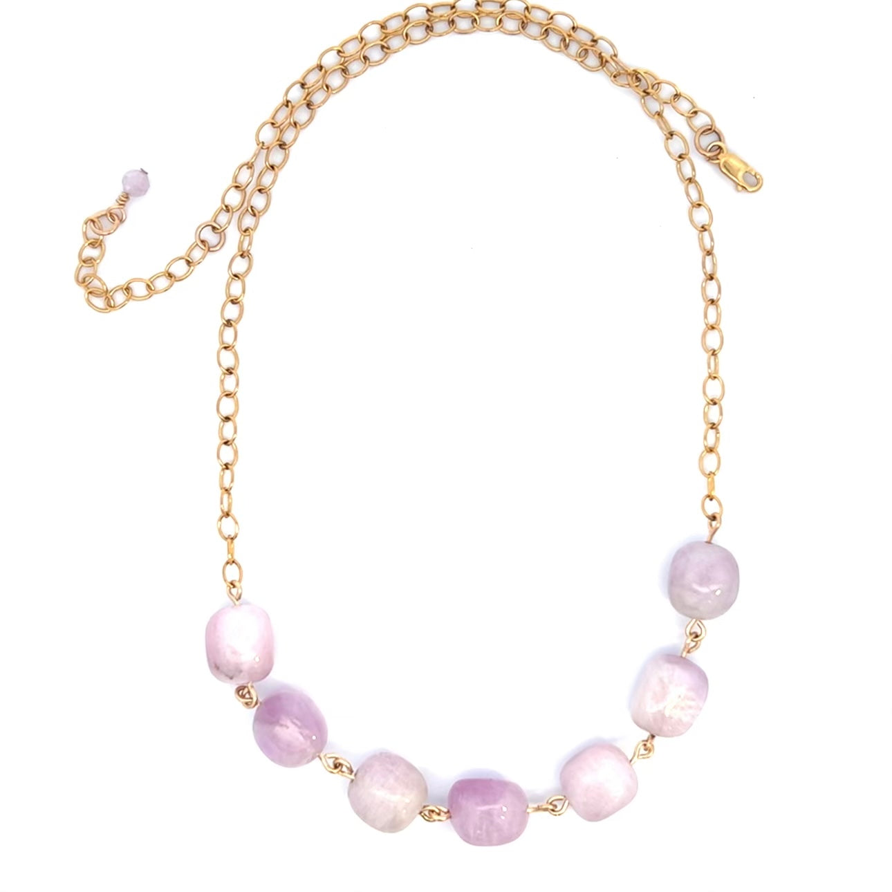 Gemstone Violet AAA Kunzite 14K GF Gold Necklace