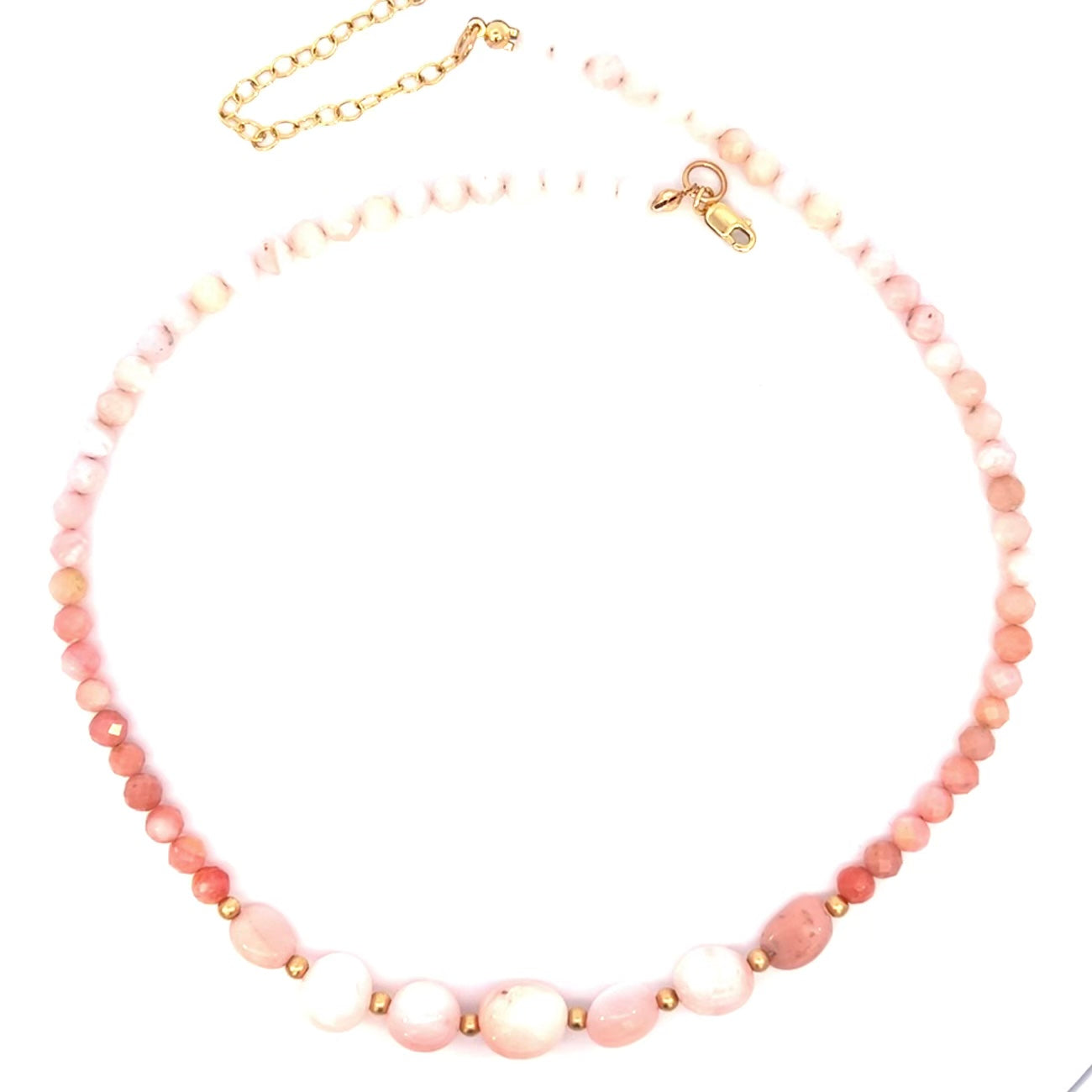 Peruvian Pink Opal Nugget and Bead Necklace 14k GF