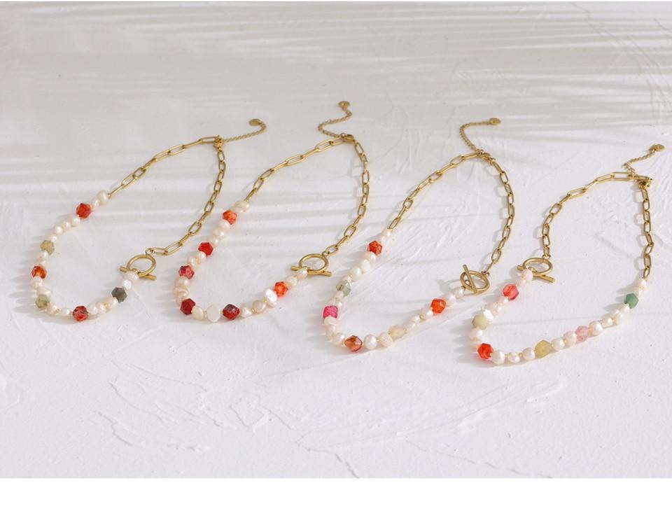 Pearl and Gemstone Asymmetric Toggle Necklace