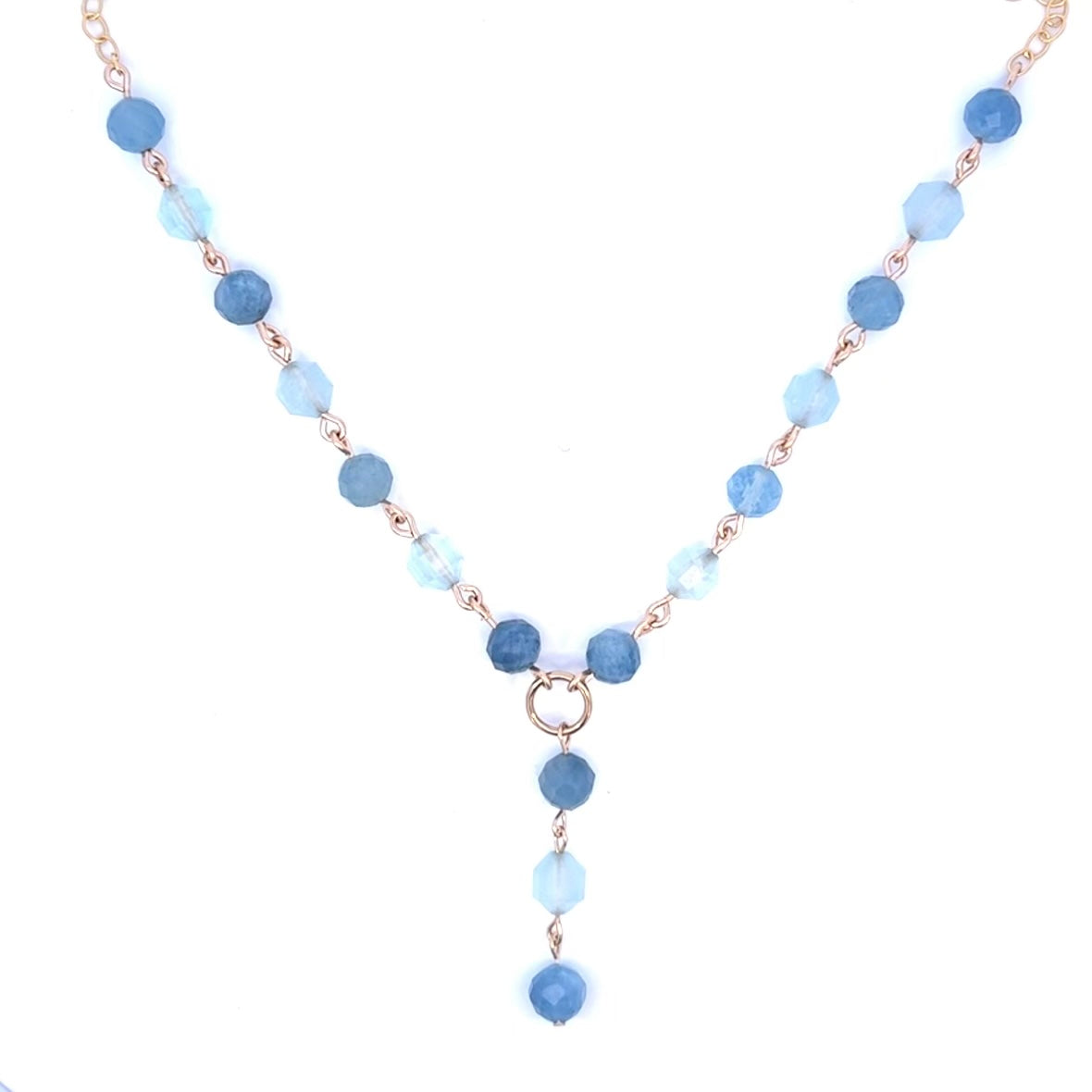 Aquamarine Choker Necklace 14k GF Gold