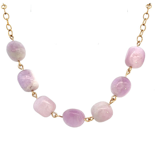 Gemstone Violet AAA Kunzite 14K GF Gold Necklace