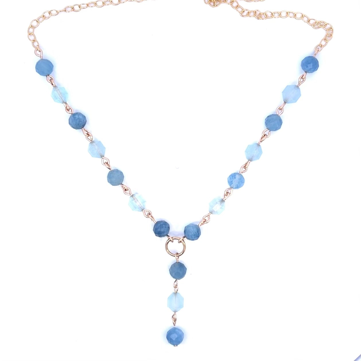 Aquamarine Choker Necklace 14k GF Gold
