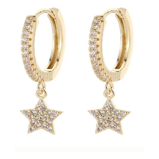 Mini Huggie Hoops Star Dangle Earrings