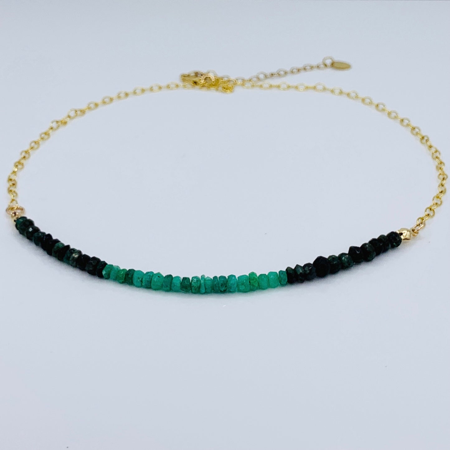 Sakota Emerald Necklace on 14k GF Chain May Birthstone