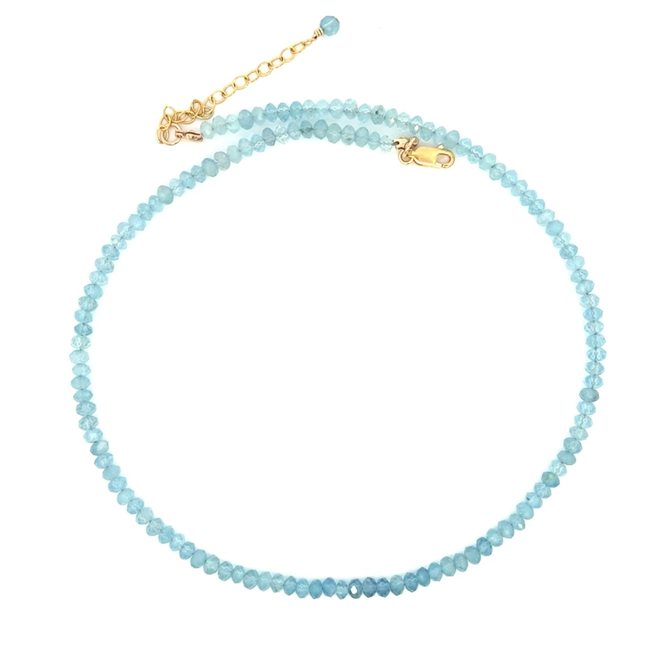 Dainty Aquamarine Choker Necklace 14k GF Gold