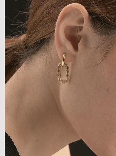 Paperclip Link Earrings with Crystals MultiColor