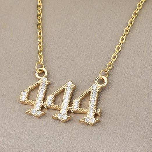 Dainty 444 Angel Number Necklace Gold or Silver CZ
