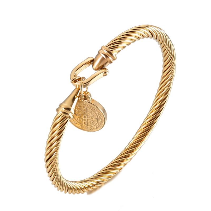 St. Benedict Charm Bracelet Bangle Gold – Fabulous Blends of Gems