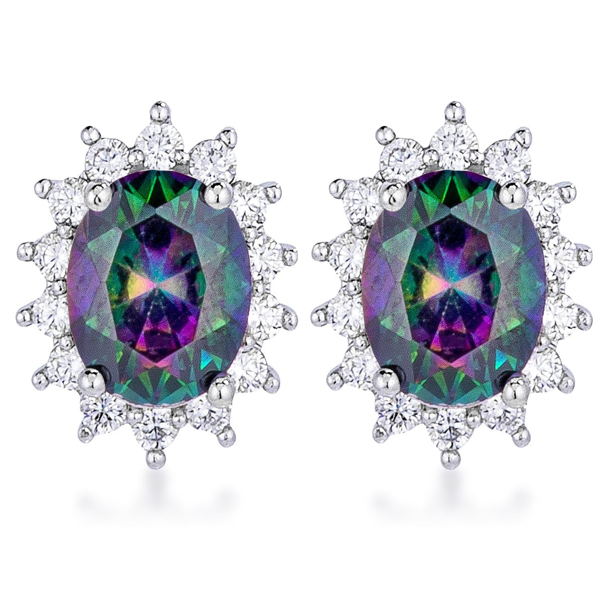 Mystic Stone Oval Pendant Necklace and Earrings Set