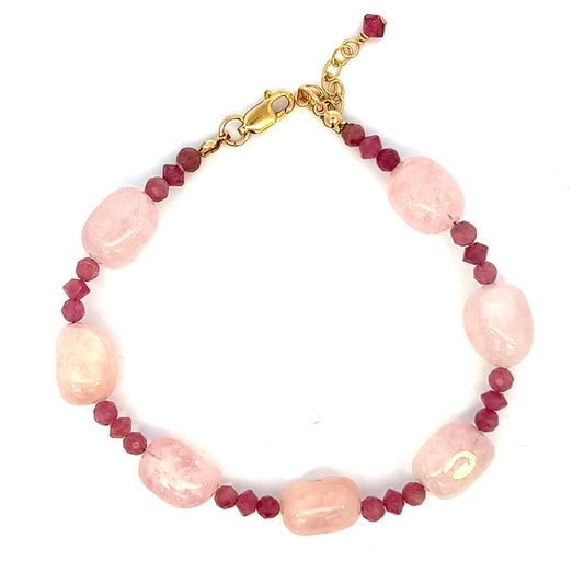 Pink morganite and tourmaline bracelet