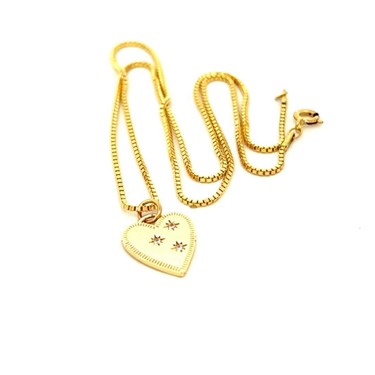 Gold Essential 14k Gold Filled Box Chain Necklace with Heart Charm