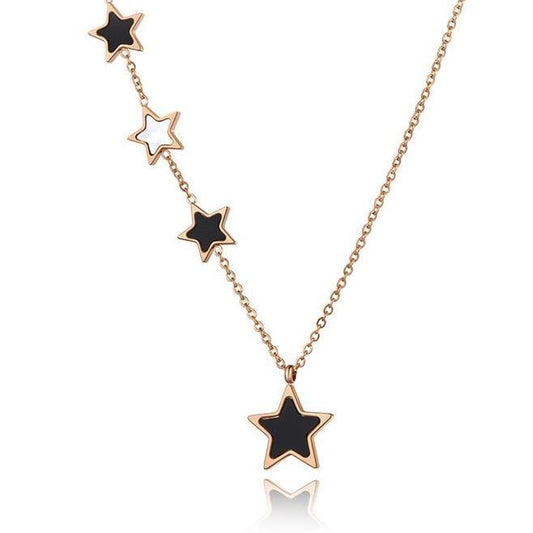 Triple Star Choker Necklace Rose Gold and Enamel