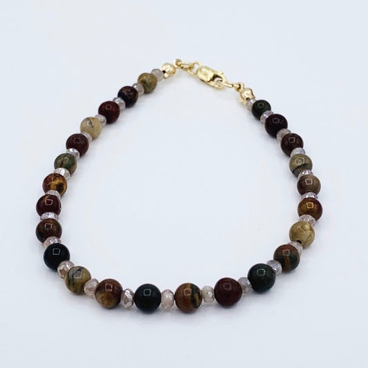 Red Creek Jasper Bracelet with Moonstone 14k GF