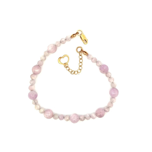 Violet Kunzite Gemstone Bracelet 14k GF Heart Charm