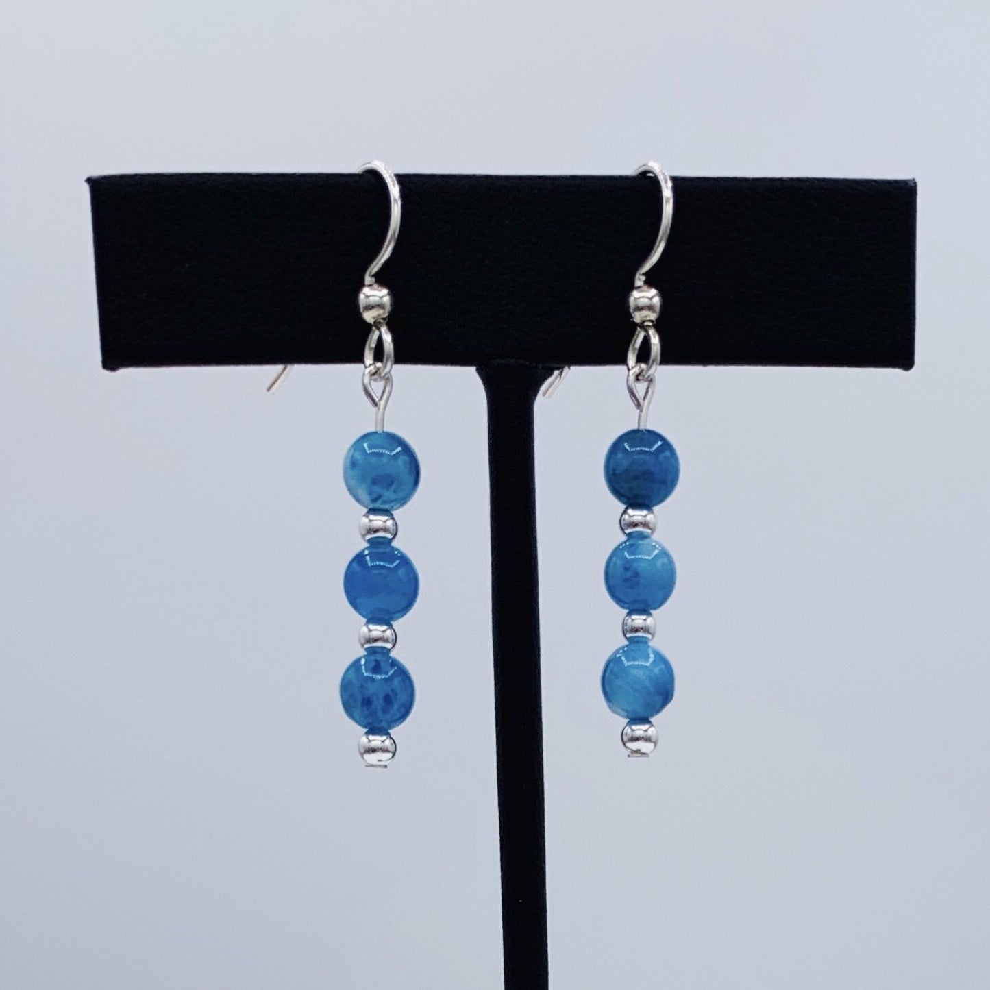 Larimar Blue Apatite Earrings Natural Gemstone Argentium Silver