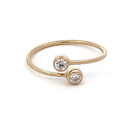 14k Gold Filled Bypass Ring with CZ