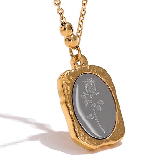 Gold and Silver Rose Pendant Necklace I Love You Rose