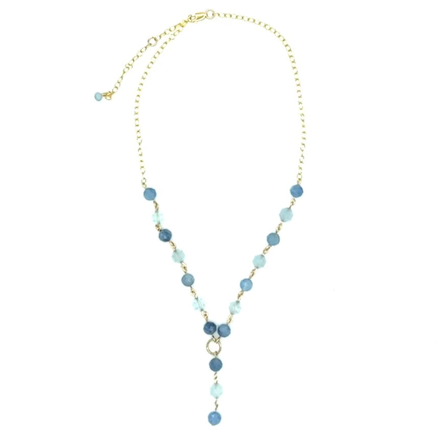 Aquamarine Choker Necklace 14k GF Gold