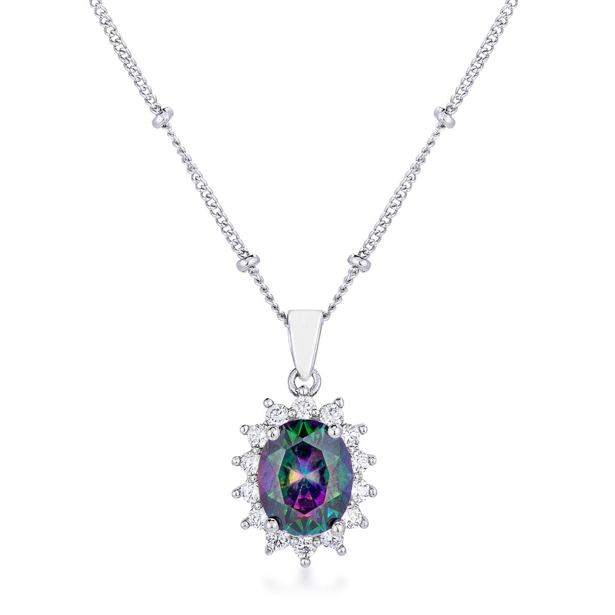 Mystic Stone Oval Pendant Necklace and Earrings Set