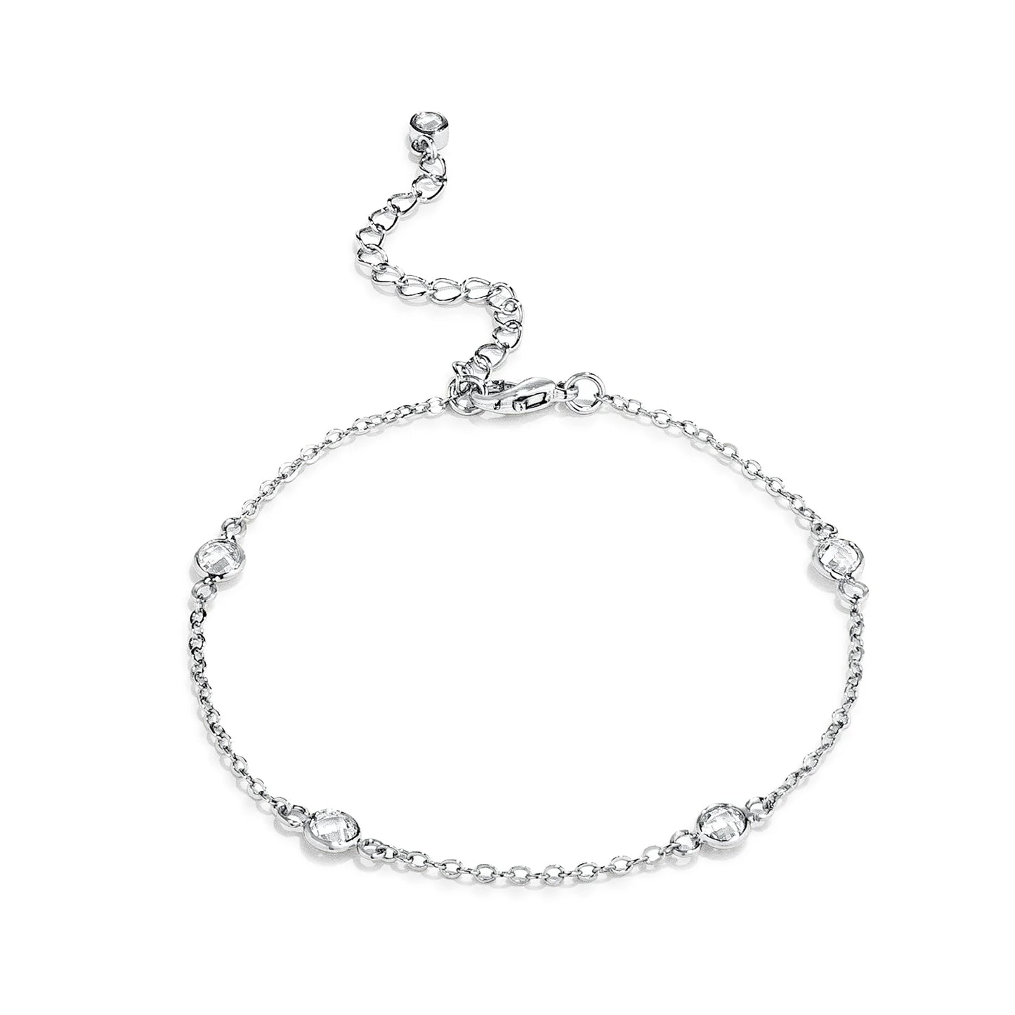 Dainty Set Sparkly Station Necklace and Bracelet Set Silver