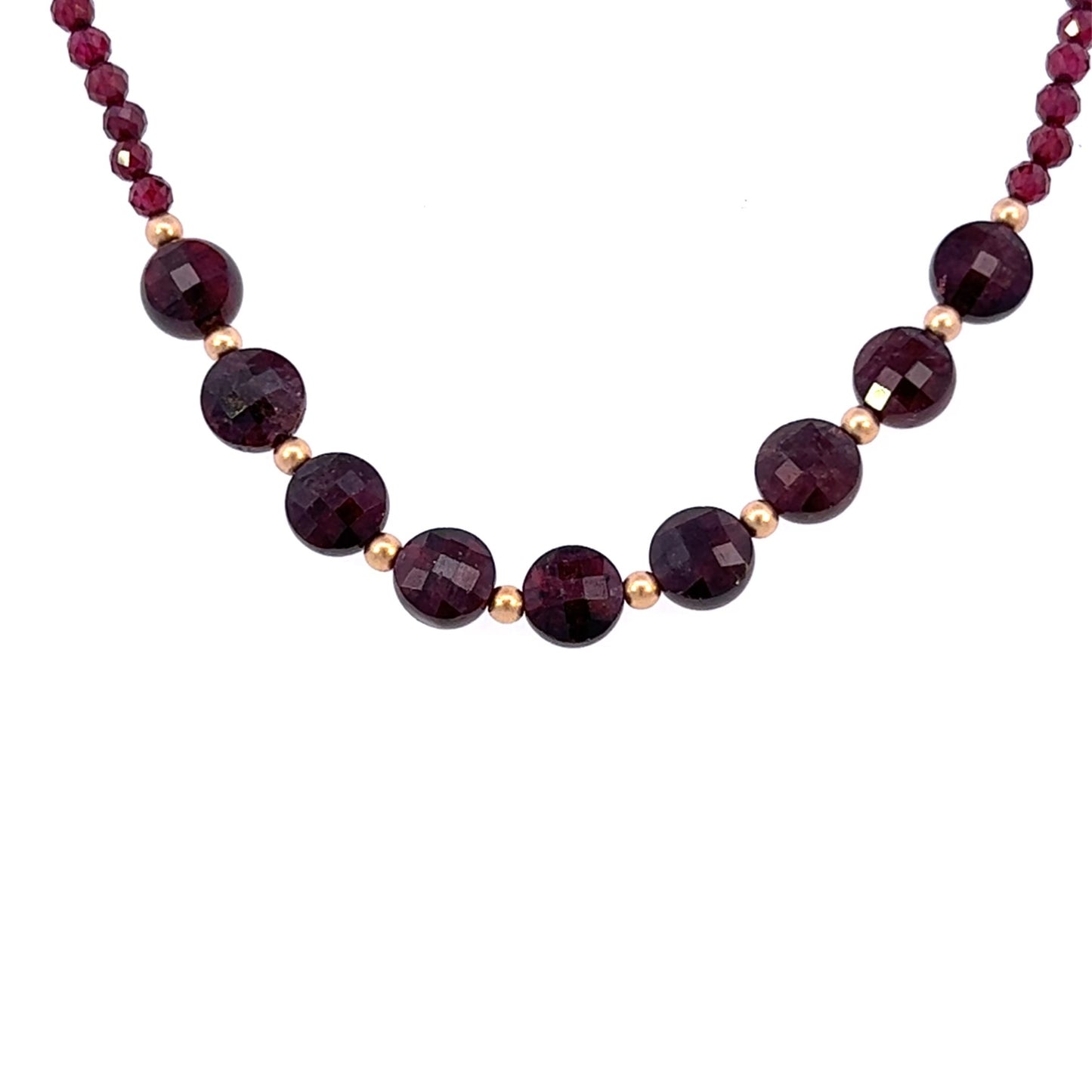 Red Garnet Necklace on 14k GF AAA Garnets Gold