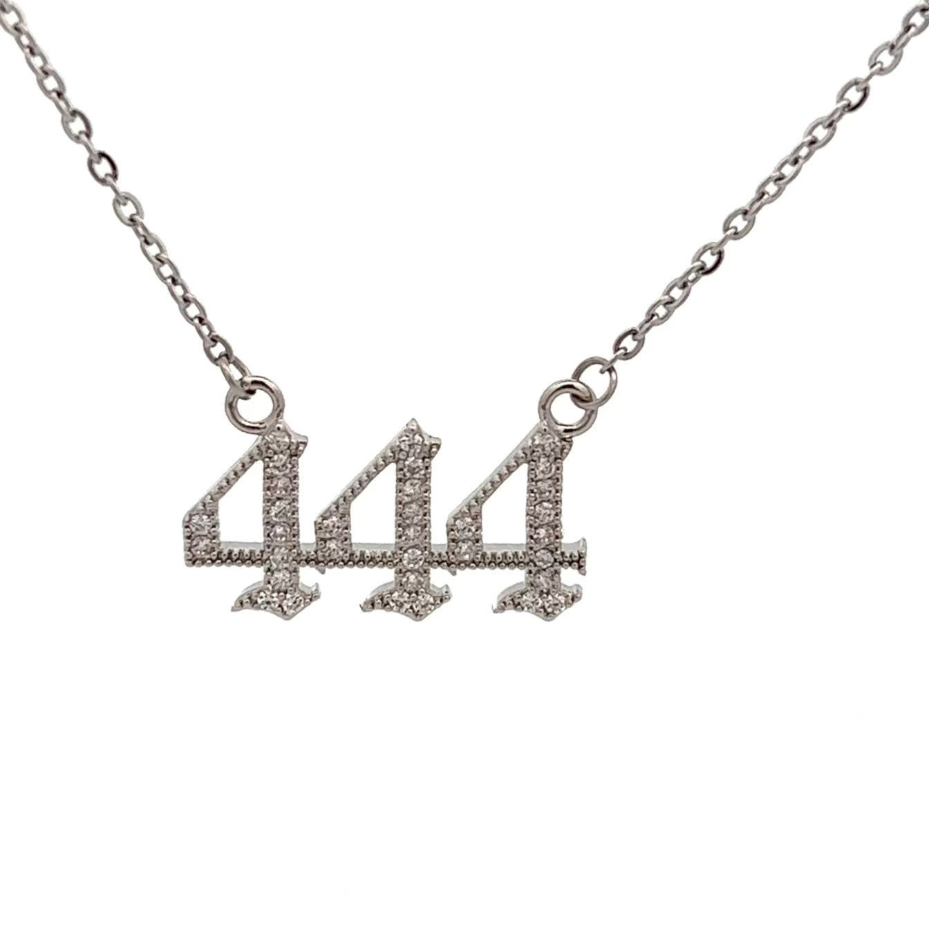 Dainty 444 Angel Number Necklace Gold or Silver CZ