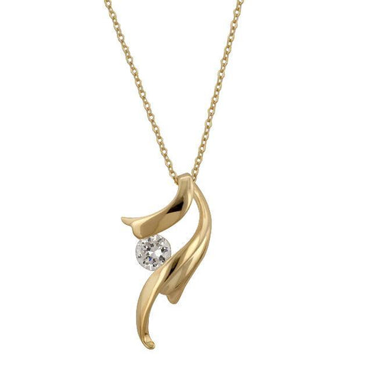 Angel Wing Necklace with CZ in Gold