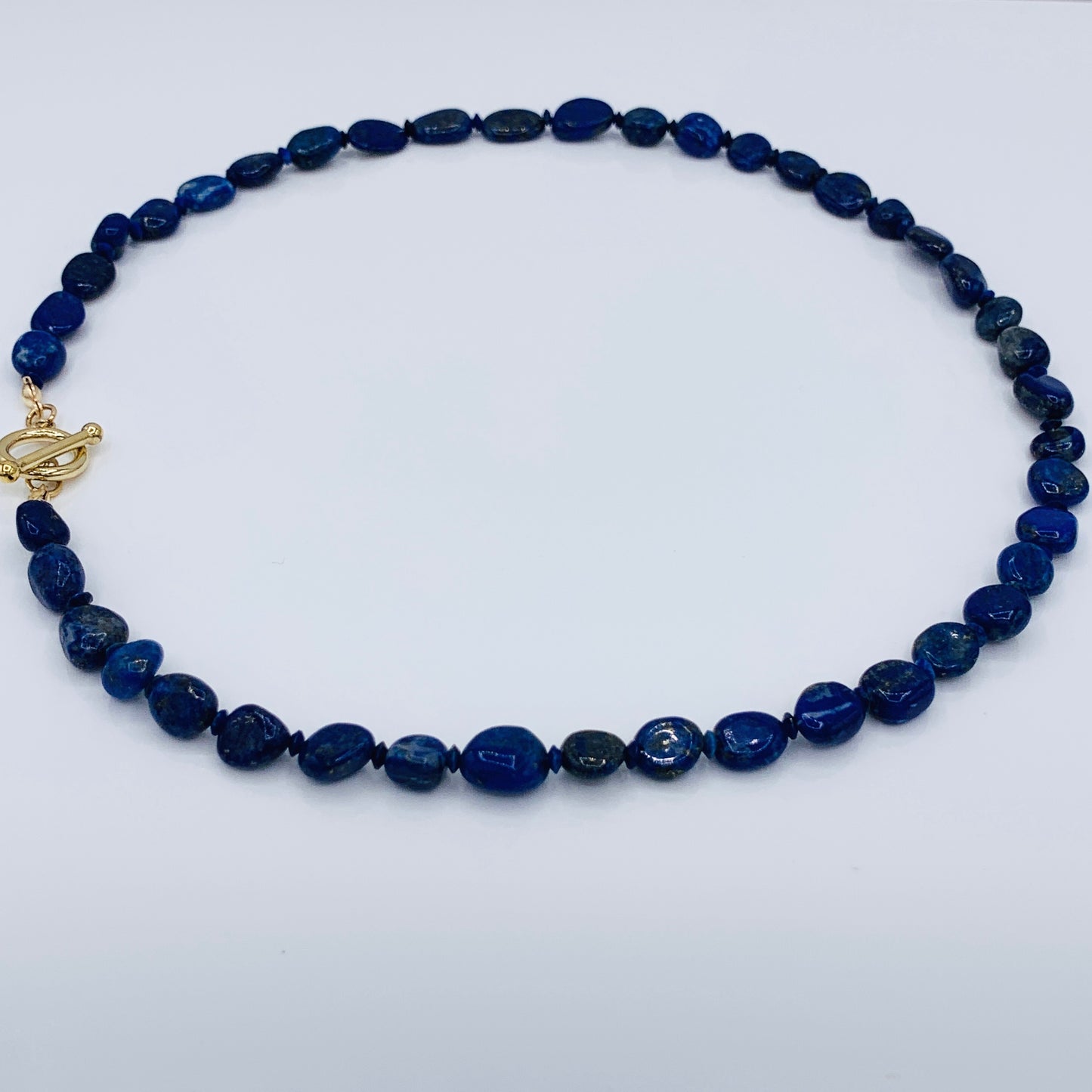 Blue Lapis Lazuli Necklace 14k GF Toggle Necklace Natural Gemstone Gold