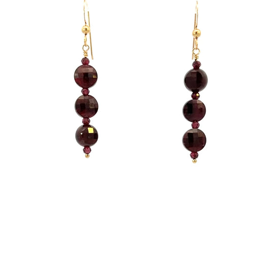 Red Garnet Earrings 14k GF Natural Gemstone