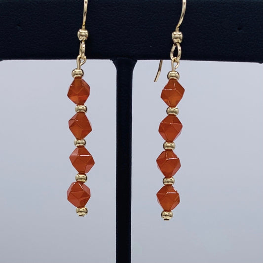 Carnelian Gemstone Dangle Earrings 14k GF