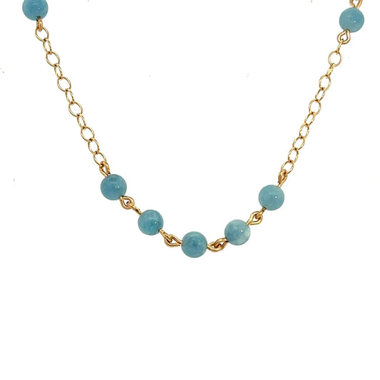 Sky Blue Aquamarine Choker Necklace 14k GF