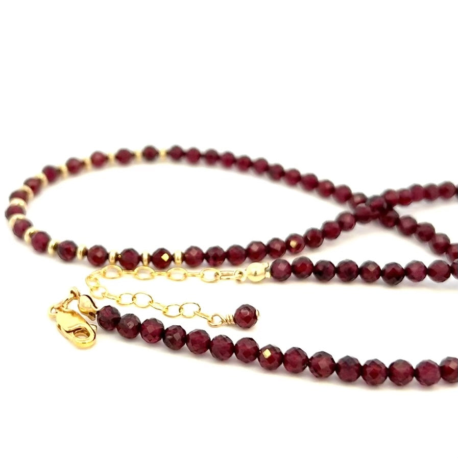 Berry Red Garnet Necklace  AAA 14k GF Gold