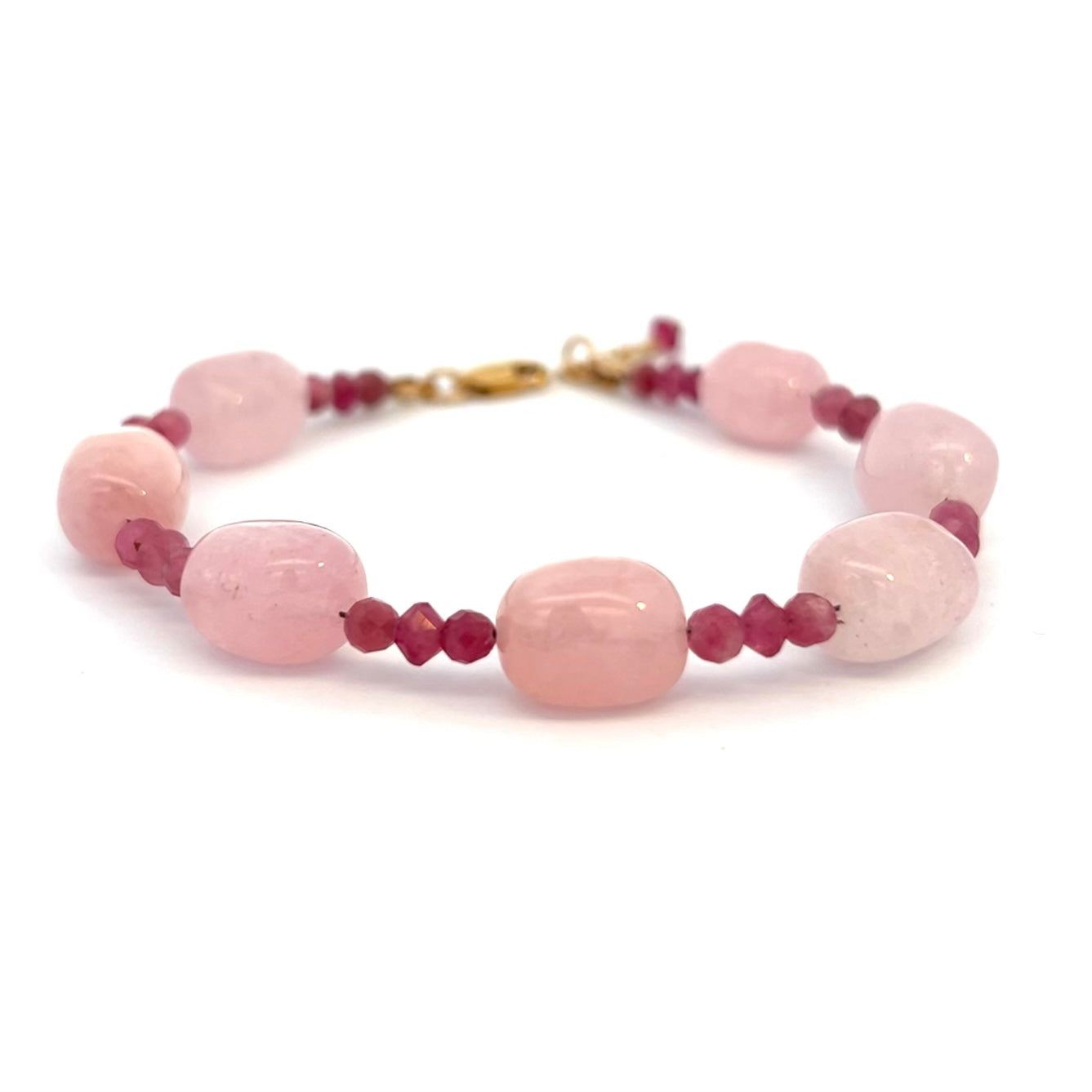 Pink Morganite And Tourmaline Bracelet 14k GF
