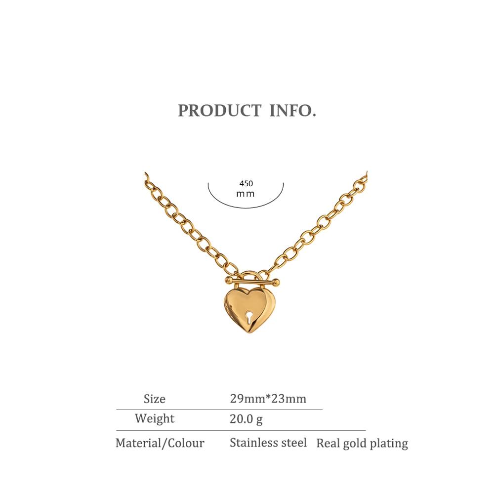 Heart with Lock Pendant Necklace Gold or Silver